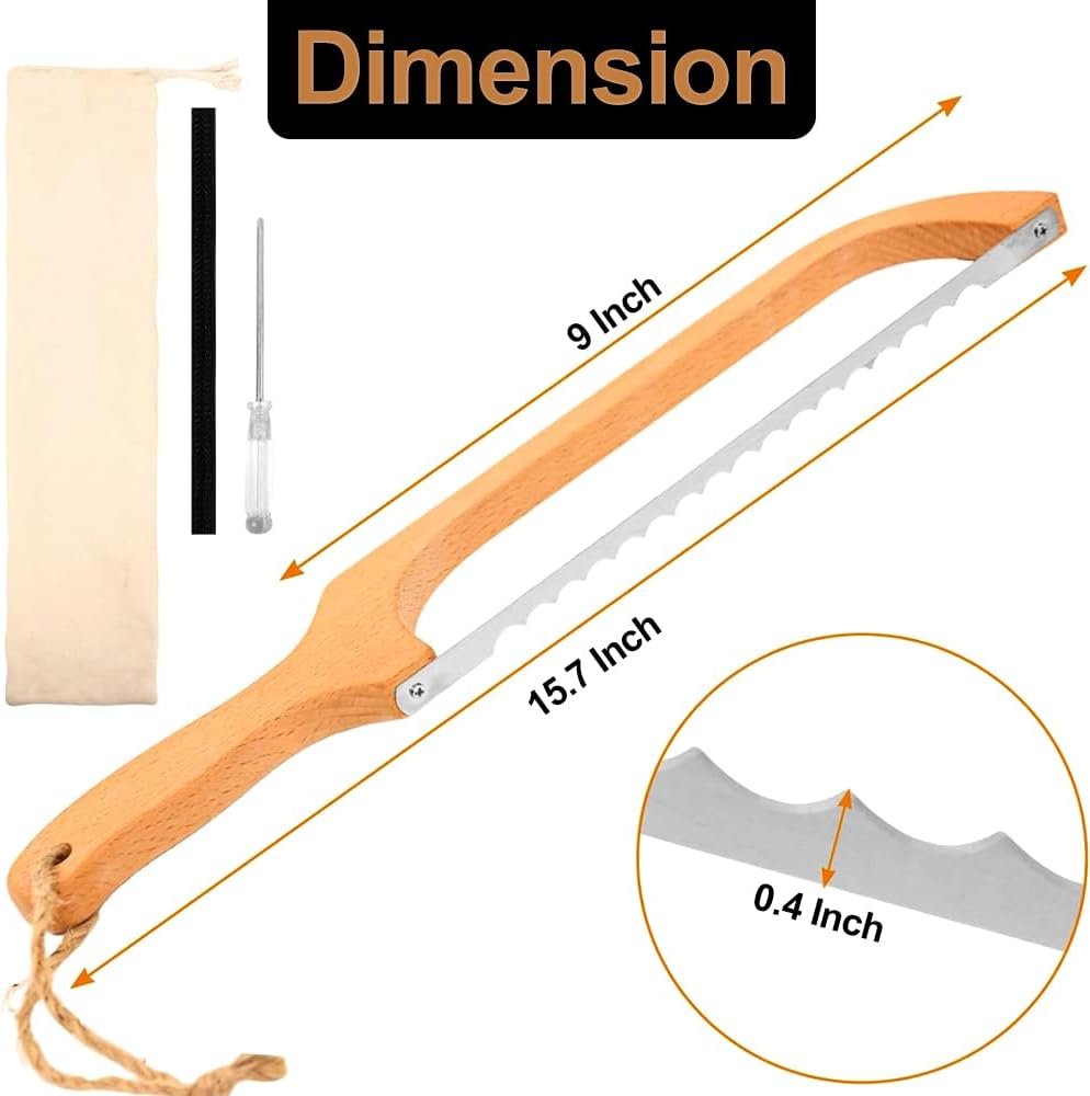 Premium Wooden Bread Knife with Serrated Stainless Steel Blade - Image 7