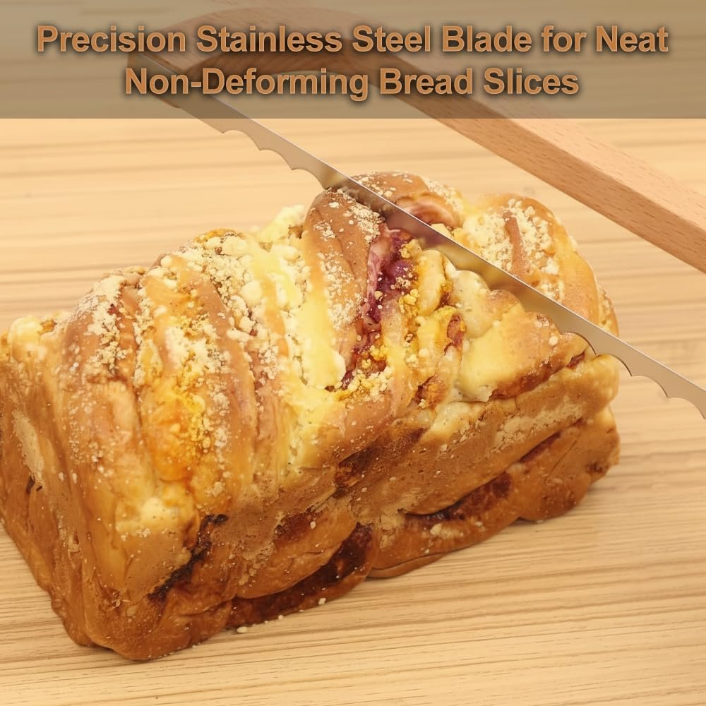 Premium Wooden Bread Knife with Serrated Stainless Steel Blade - Image 5