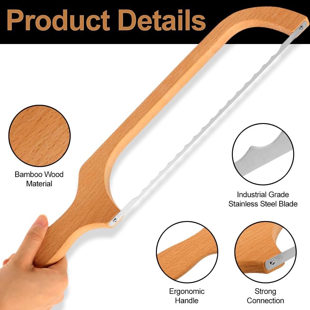 Premium Wooden Bread Knife with Serrated Stainless Steel Blade - Image 8