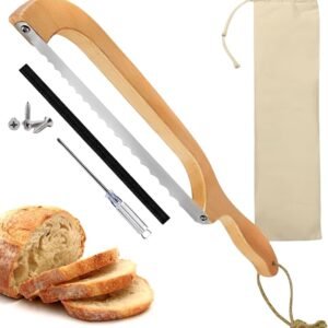 Premium Wooden Bread Knife with Serrated Stainless Steel Blade