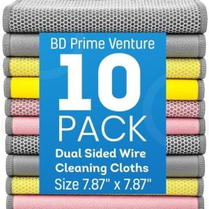 Dual Sided Wire Cleaning Cloths 10-Pack Multipurpose Dishwashing Rags